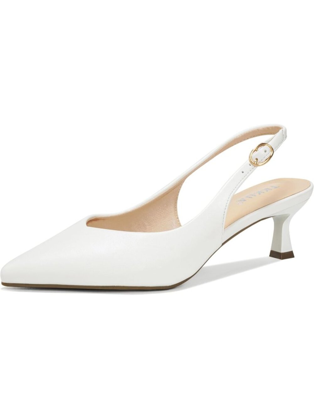 Women's White Kitten Heels Pointed Toe Pumps 2-Inch Party Dress Heeled Sandals